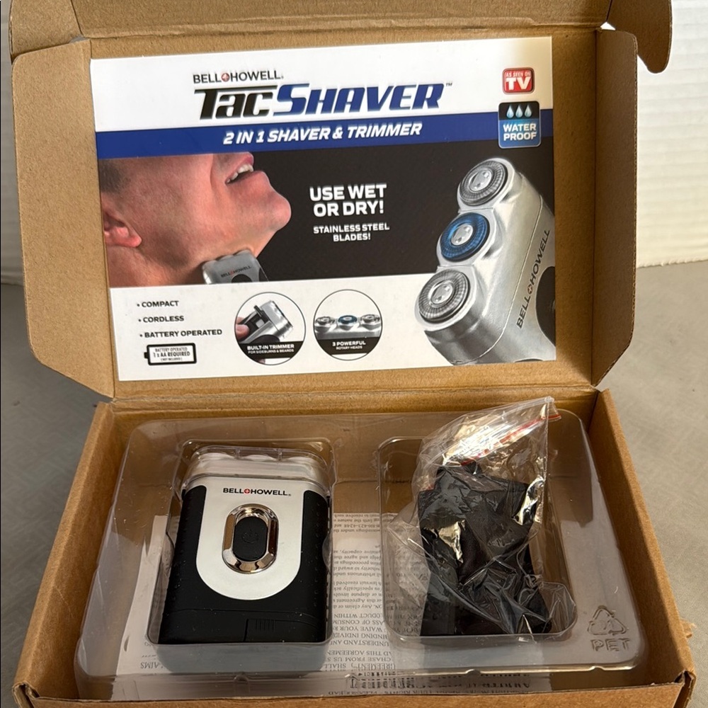 Bell+Howell TacShaver 2-in-1 Shaver and Trimmer Wet Dry Battery Cordless Works